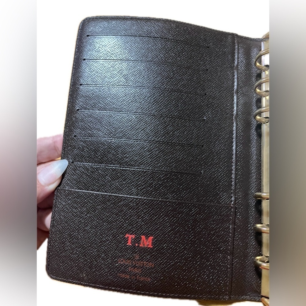 Louis Vuitton Damier Ebene Notebook Agenda Planner Brown Personalized Initials - Picture 8 of 13